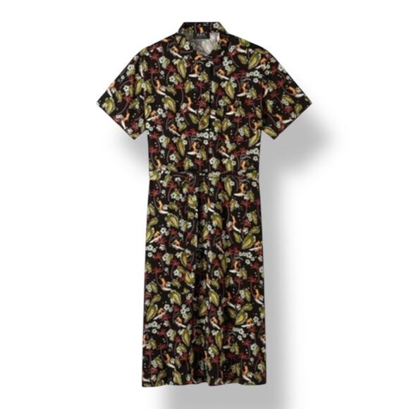 A.P.C. Dresses & Skirts - A.P.C. Floral Midi Dress - Black and Green